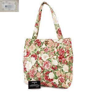 CHANEL Floral Flower Tote Bag Canvas Multicolor Purse 90269404